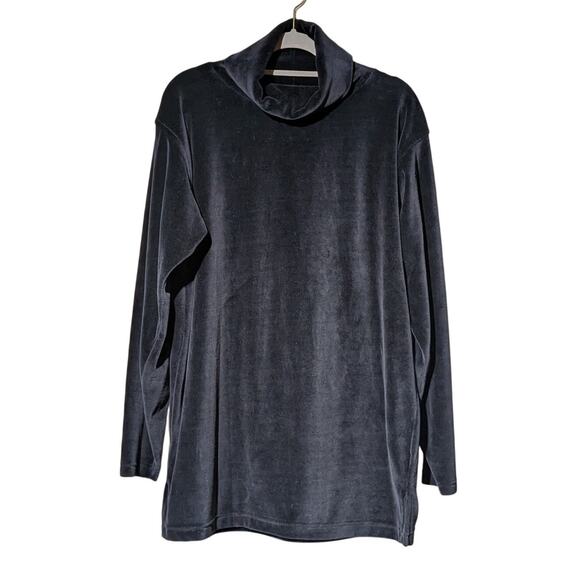 Vtg LizSport Black Velvet/Velour Turtle Neck Long Sleeve Oversize Tunic Sz S - Picture 6 of 6